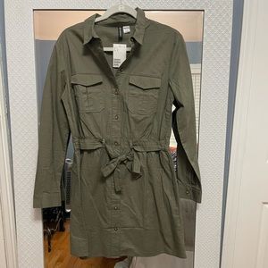 Khaki green mini dress